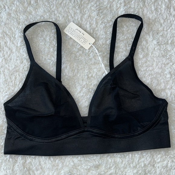 Aerie Smoothez Mesh Unlined Triangle Bralette Black Small NWT - Picture 2 of 6